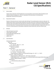 OTT Radar Level Sensor CSI Specifications