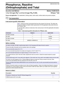 Phosphorus, Reactive (Orthophosphate), (Method 10209) & Total Phosphorus HR (Method 10210), Ascorbic Acid Method using TNT+