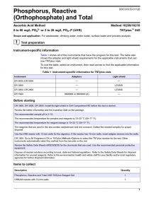 Phosphorus, Reactive (Orthophosphate), (Method 10209) & Total Phosphorus UHR, (Method 10210), UHR Ascorbic Acid Method using TNT+
