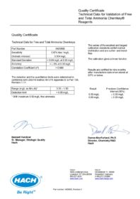 SL1000 Quality Certificate for Free and Total Ammonia Chemkey - Revision 2
